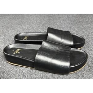 Beek Gallito Leather Slide Sandals Black 11  Platform Slip On Shoes